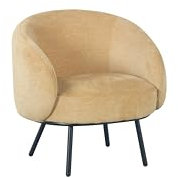 HOM4NISH Samt-Wannenstuhl mit Metallrahmen, Beinen, Rückenlehne und Armlehne, Einzelsofa, kuschelig, Eitelkeit, Club, Lounge, Relaxsessel für Wohnzimmer, Bett, Make-up-Raum (Beige)