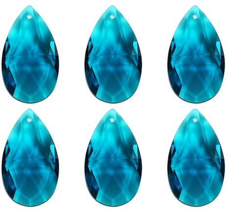 PATIKIL K9 Kristall Anhänger Tropfenperlen, 6er Pack 38mm Kronleuchter Prismen Teile Hängende Perlen DIY Lampe für Kunsthandwerk Dekoration, Himmelblau