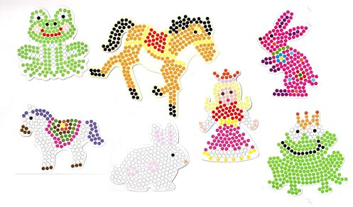 Happy Price Toys Bügelperlen Stiftplatten Set Midi 5mm Froschkönig, 7 quadratische Stiftplatten mit Motiv Vorlagen (kompatibel mit Hama Midi Bügelperlen)