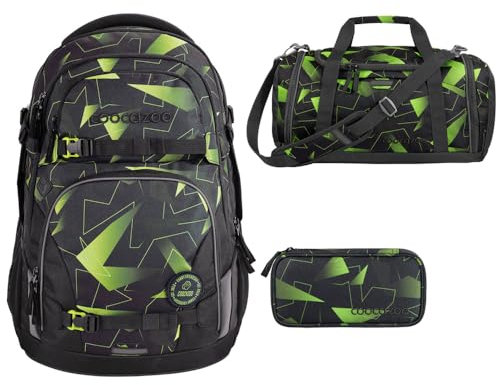 Southbag coocazoo Porter Schulrucksack-Set 3tlg inkl. Sporttasche und Schlamperbox (Lime Flash)