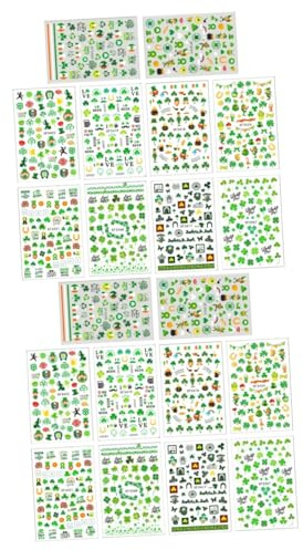 FRCOLOR 20 Fogli Adesivi Adesivi Per Unghie Delle Donne Autoadesivi Adesivi Per Unghie Decalcomania Del Chiodo Decorazioni Verdi Irlandese Partito Decorazione Del Chiodo Per Bambini