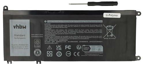 vhbw 1x batteria compatibile con Dell Latitude 15 3590, 15 3580, 14 3400, 3400, 3490, 13 (3380) notebook (2300mAh, 15,2V, Li-Poly)