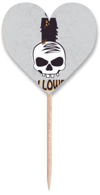 Velas de Halloween con palillo de dientes de bruja, diseño de corazón, palillos para cupcakes