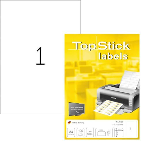 10 x TopStick Nr. 8720 Klebeetiketten Label 1000 Blatt A4 Blanko 210x297 mm