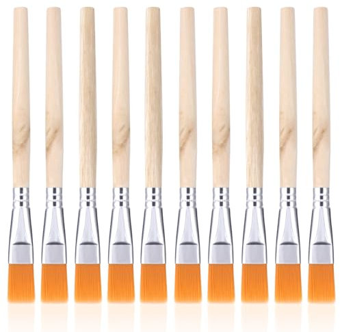 Lot de 10 pinceaux plats de 1,9 cm pour enfants et adultes (14 x 1,9 cm)
