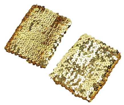 WYLZLKX Stilvolle, dehnbare, elastische Armstulpen mit glitzernden Pailletten für Kostüm, Damen-Manschetten mit atemberaubenden Pailletten, gold, Approx.7x10cm/2.76x3.94''