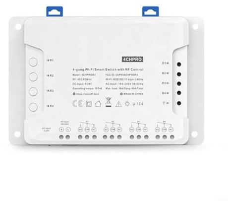 EXTRWORY Modulo di commutazione intelligente della luce senza fili W-LAN per Sonoff 4ch R3 per Sonoff Smart Switch Modulo 4 vie WiFi Smart Switch (FOR Sonoff 4CHProR3)