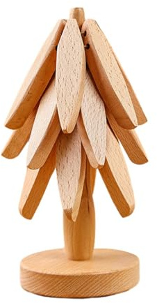 YRTUOP Topfuntersetzer Aus Holz, Baum Design Anti Verbrühungsmatte, Anti Verbrühungs Isolierunterlage Für Küchenarbeitsplatten, Teekannen, 10X10X22.5CM, Beige