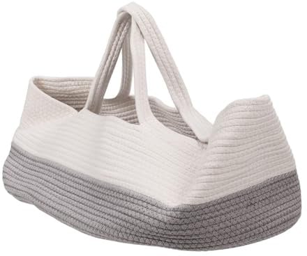 Babykorb Baby Moses Korb Baumwollseil Babybett-Korb Handheld Babybett Tragbare Babyschlafkorb Baby-Bettwäsche Neugeborene Schlafkorb Schlafsack Infant Carrycot für Outdoor Reisen Auto (Grau)