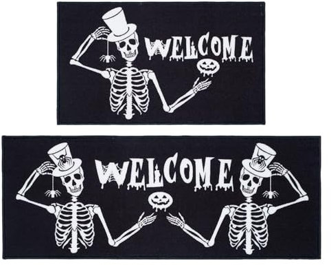 yuwqqoajv Herbst Home Halloween Party Küchenmatten Einzigartige Muster für Sauberkeit und Platz Halloween Küchenmatten 2er Set Plüsch, Stil4, 15.7 * 24+15.7 * 47