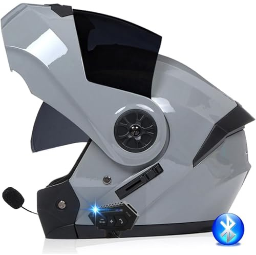 Casque De Moto Bluetooth, Homologué ECE Casque Modulaire À Bascule for Femmes Et Hommes avec Double Visière, Microphone Haut-Parleur Et Suppression du Bruit