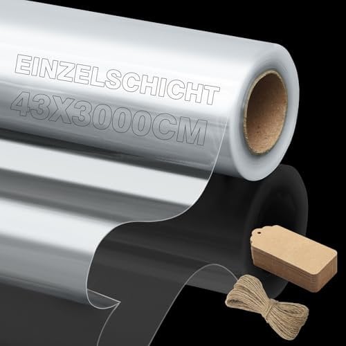 COKACA 1 STK Geschenkfolie Transparent 43 x 3000 cm Geschenkpapier Geburtstag Kinder,Packpapier Sind Hochauflösend Transparent und Reißfest,Cellophanfolie Für Geschenkkörbe, Blumen,Geschenkverpackung