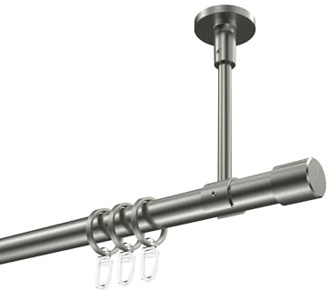 INTERDECO Gardinenstange (Deckenbefestigung) 20 mm Ø Edelstahl-Optik Typ 10203133 AZA, 240 cm
