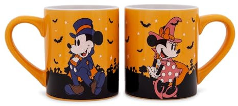 Disney Halloween Mickey and Minnie Mouse 14-Ounce Ceramic Mugs | Set of 2