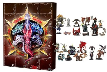 Dungeon Dragons Adventskalender 2024, 24 Tge Weihnachts Adventskalender 2024, Weihnachts Countdown Kalender mit Drachenfiguren Spielzeug, 24 teiliges Sammelspielzeug, Ornamente, für Kinder