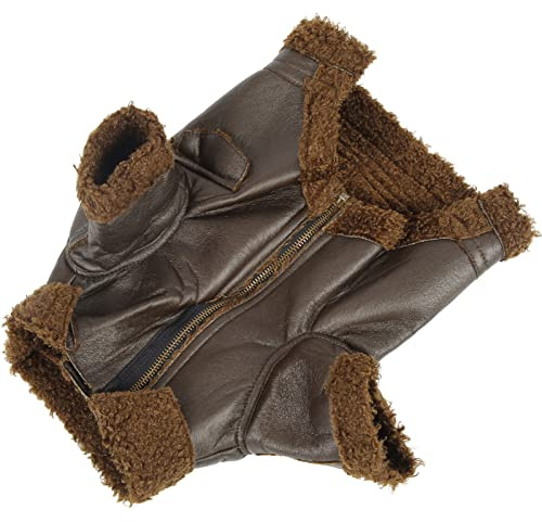 Qukaim Hund Winter Ledermantel Hund Lederjacke, Wintermantel mit Plus Samtfutter für Kleine Mittlere Große Hunde und Katzen, Wasserdicht, versch