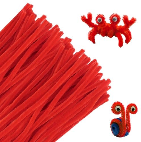 100 Stück Pfeifenreiniger Zum Basteln, Rot Chenilledraht, 30CM Biegeplüsch Set, Pipe Cleaner für Kinder Zum Basteln und Kreative DIY-Dekoration