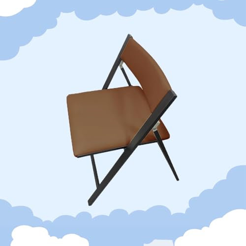 YCBTPS Klappstuhl Gepolstert Tragbarer Klapphocker Mit Leder Rückenlehne, Generisch Klappbar Bürostuhl Für Innenbereich Außenbereich(Brown)