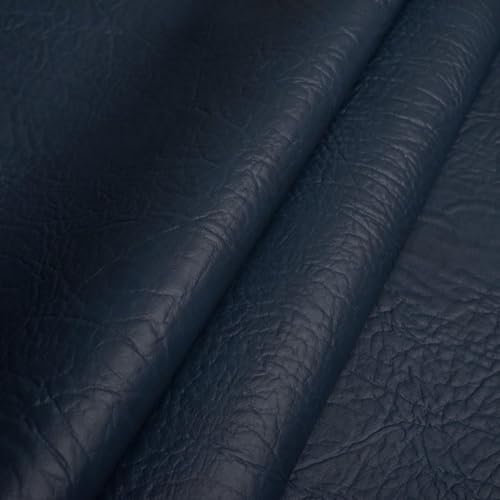 Fabreco - KUNSTLEDER Meterware MAMMUT (1 M x 140 cm) – Lederimitat in Lederoptik - Polsterstoff & Bezugsstoff Meterware für Möbelstoffe - Stoffe für Stühle Beziehen (Blau)