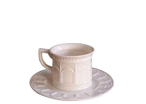TimoJojo Elegante set di tazze da caffè in porcellana dipinta a mano con piattino, capacità 250 ml per tè, cappuccino e bevande miste