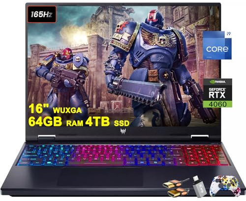 acer Predator Helios Neo 16 Gaming Laptop 16 WUXGA IPS 165Hz (100% sRGB) Intel 24-Core i9-14900HX 64GB RAM 4TB SSD GeForce RTX 4060 8GB RGB Backlit Killer AX1675i Win11 w/ICP Accessory