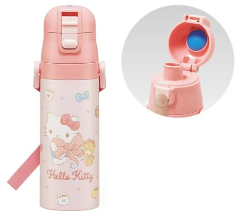 Skater SDC4 Sanrio Hello Kitty Bouteille d'eau en acier inoxydable pour enfants, boisson directe 470 ml, style léger, pour filles, isolation froide, bouteille d'eau, bouteille de sport, pour enfants