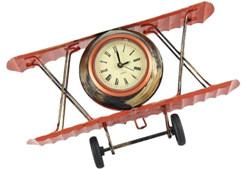 PRETYZOOM Metall Eisen Handwerk Flugzeug Uhr Statue Hause Dekoration Retro Tisch Uhr für Hause