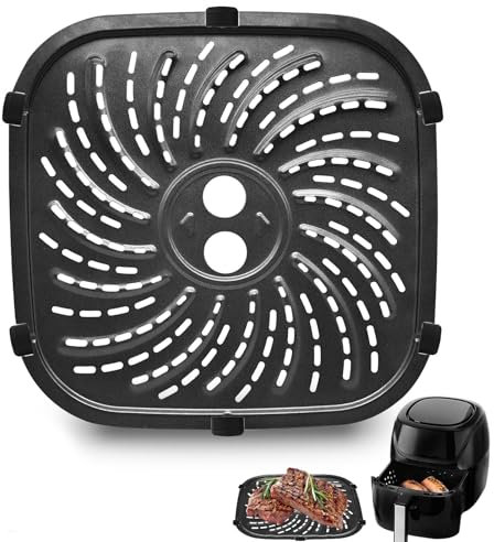 GWYXC Air Fryer Replacement Parts for Russell Hobbs 27160 4L Rapid Digital Air Fryer, 19 × 19 CM Food Grade Air Fryer Replacement Tray Accessories Rack Grill Pan Grill Plate Crisper Plate Baking Pan