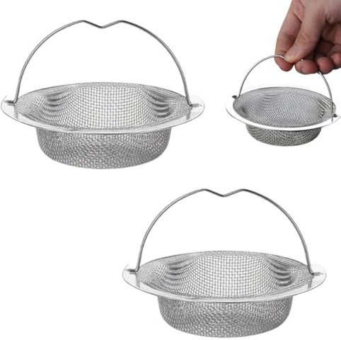 2 Piezas rejilla fregadero cocina filtro colador desague fregadero filtro fregadero sink drain strainer Inoxidable, Filtro de Drenaje de Fregadero con Asa para Evitar Obstrucciones, 11 cm x 2 cm x 7cm