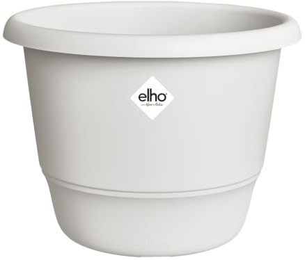 elho Amiga Round 30 - Plant Pot for Indoor & Outdoor - 100% Recycled Plastic - Ø 29.5 x H 20.2 cm - White/Silky White