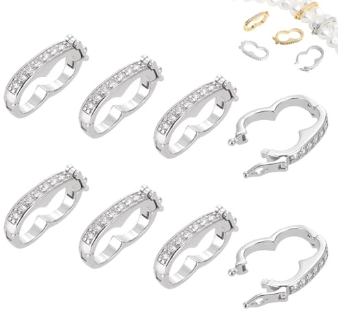 WADORN 8 Stück Messing Halskettenverkürzungsverschluss, Verkürzungs Verstärkerverschluss Aus Zirkonia Erdnuss Perlen für 8 mm Perlen Halsketten-Verkürzer mit Zirkonia Für Heimwerkerarbeiten, Silber