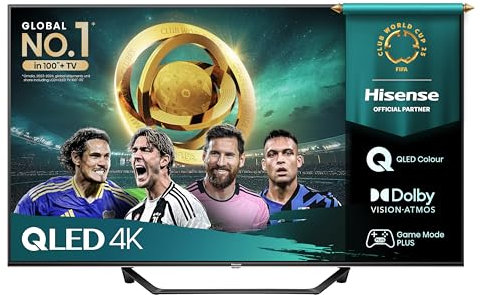 Hisense TV 43 QLED 4K 2025 43A72Q, Smart TV VIDAA U8, Dolby Vision, HDR 10+, Game Mode Plus, Dolby Atmos, Alexa Built-in, VIDAA Voice, Tuner DVB-T2/S2 HEVC 10, lativù 4K, 43''