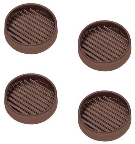 4 Pack Chair Caster Cups Sofa Bed Feet Cups Round Couch Stoppers 1.5x1.5 Inch Non Slip Furniture Foot Cup Silent Gripper Anti Skid Floor Protectors with Grip for Table, Brown