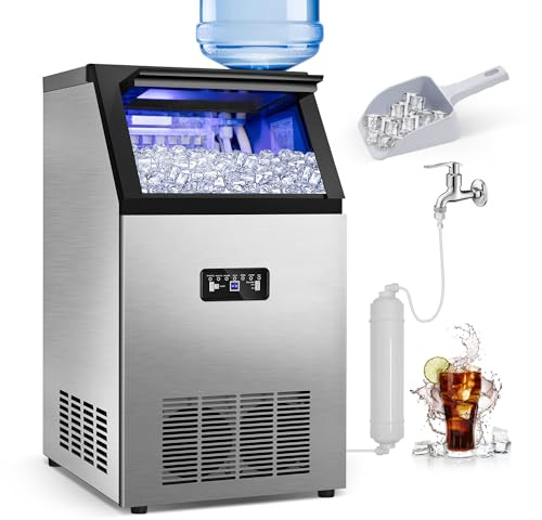 Commercial Ice Maker Machine 40.5KG/24H High Output - 11KG Ice Storage, Built-in/Freestanding Ice Cube Maker with Self-Cleaning & Timer for Home Bars Restaurants