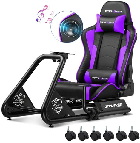 LUCKRACER Racing Simulator Gaming Cockpit, Adjustable Sim Racing Stand with Seat and Speaker Fit for G25 G27 G29 G920 G923 T300 PS5 PS4 Xbox T248, Without Wheel, Shifter