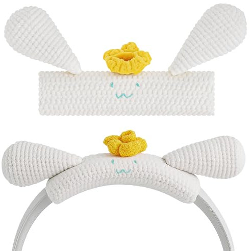 Geekria Copertura per fascia in tessuto lavorato a maglia compatibile con cuffie Bose QC45, QC35 II, Sony 1000XM4, Beats Solo4, Studio3, JBL Tune 720BT, facile installazione fai da te (bianco)