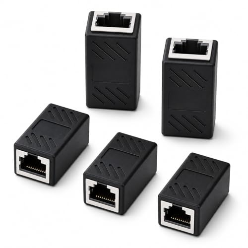 5PCS RJ45 Inline Coupler, Cat7 Cat6 Cat5e Ethernet Coupler Female to Female Inline Ethernet Cable Adapter, High-Speed Cat6 Coupler Ethernet Extender Connector for Network Patch Cable Extension