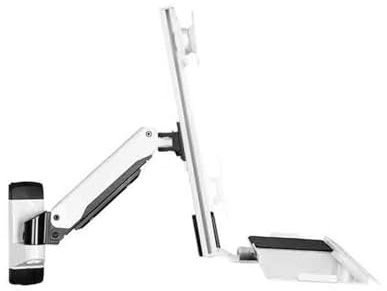 Adjustable White Single Arm Single Screen with Engineered Tray Wall Mount Monitor Stand for 15-27 Inch Screens Easy Install