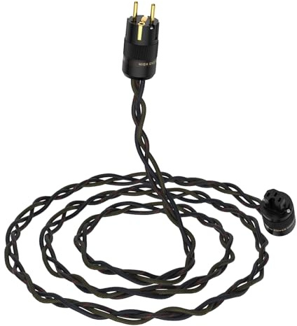 Audiocrast High-End Netzkabel HiFi Netzkabel mit Schukostecker & Kaltgerätekupplung für Subwoofer, Verstärker, DV/AV Kaltgerätestecker C15 (1m/3,28ft)