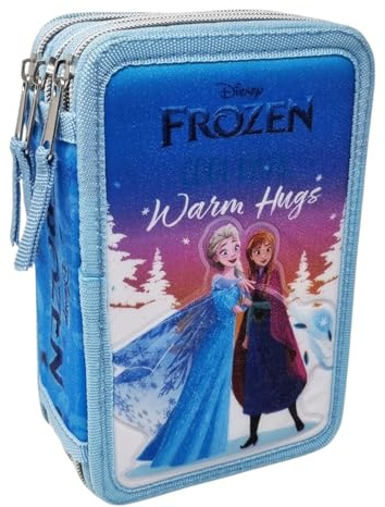 Disney Federmäppchen mit mehreren Fächern Frozen Elsa Anna Warm Hugs Grundschule Komplett-Set 44 Stück Stifte Bleistifte Farben Filzstifte Giotto