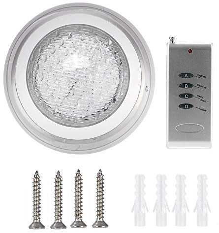Chidlantu AC12V 35W RGB-Unterwasserlicht, mehrfarbige Poollampe mit Fernbedienung, IP68-LED-Unterwasserlicht für Fischteichbrunnen, Steingarten, Edelstahl und PC-Material
