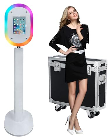 Photo Booth Kompatibel mit iPad Tablet 25,9 cm - 33 cm Selfie-Station Shell Stand Protable iPad Photo Booth Maschine mit Flughülle für Partys Hochzeit (Weiß, Photo Booth Machine)