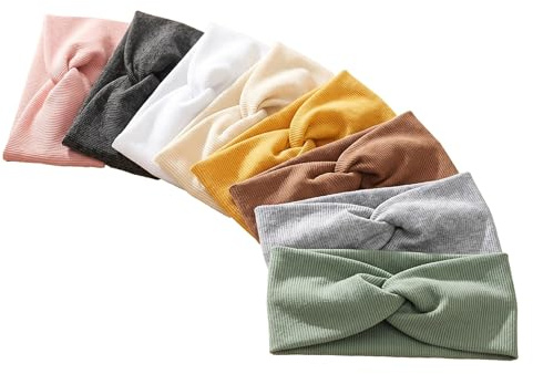 Stirnband Damen, 8 Stück Haarband Damen, Elastische Weich Stirnbänder | Knoten Sport Headwrap Headband Yoga Haarschmuck für Damen Mädchen Stirnband (8 Farben)
