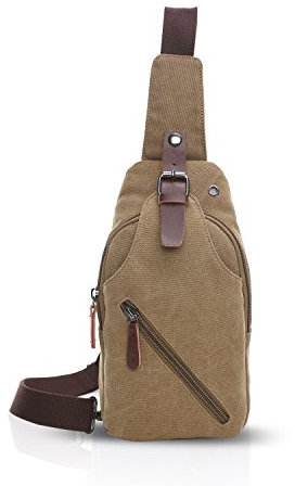 FANDARE Rétro Sac de Poitrine Toile Sac d'Epaule Anti-vol Sacoche Homme Femme Sac Bandoulière Grande Sling Crossbody Bag pour Cyclisme Camping Équitation Voyage