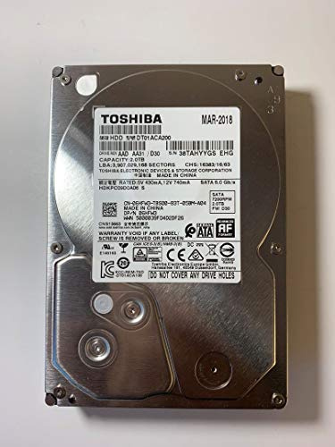 Toshiba 2TB HDD 7.2K RPM 3.5 6Gb/s SATA Hard Disk Drive Model: DT01ACA200 DP/N: 6HFW3