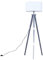 MiniSun Large Modern Grey Wood & Metal Tripod Design Floor Lamp with a White Cylinder Shade - Complete with a 6w LED GLS Bulb [3000K Warm White]