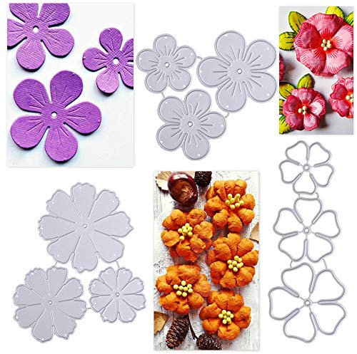 VINFUTUR 3 Set Stanzschablonen Blumen Blüten Prägeschablonen Blätter Stanzformen für DIY Karte Sammelalbum Scrapbooking Fotoalbum Deko Cutting Dies