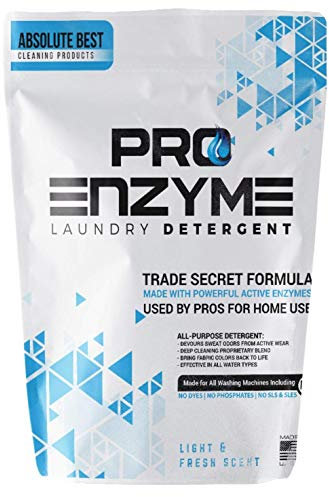 Pro-Enzyme Laundry Detergent Powder - Proprietary Active Enzymes for Home Washing Used by Professionals - Body Odor, Sweat, Stain Destroyer for Activewear, Clothing, Bedding - Fresh Deodorizer (48-oz)