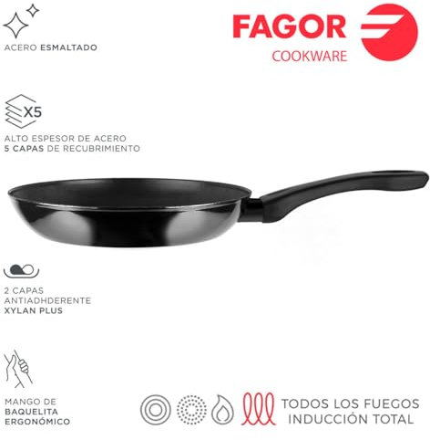 Fagor 78578 Sarten Indutherm Acero Esmaltado, Negro, Ø 26 cm
