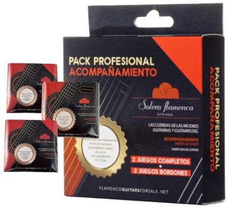 CUERDAS GUITARRA PACK PROFESIONAL ACOMPAÑAMIENTO Solera Flamenca STRINGS (2 sets completos + 2 sets bordones)